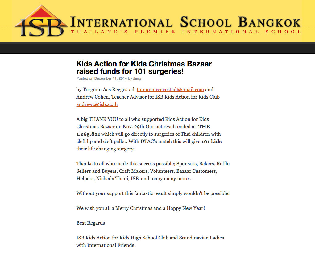 ISB School Newsletter – Thailand