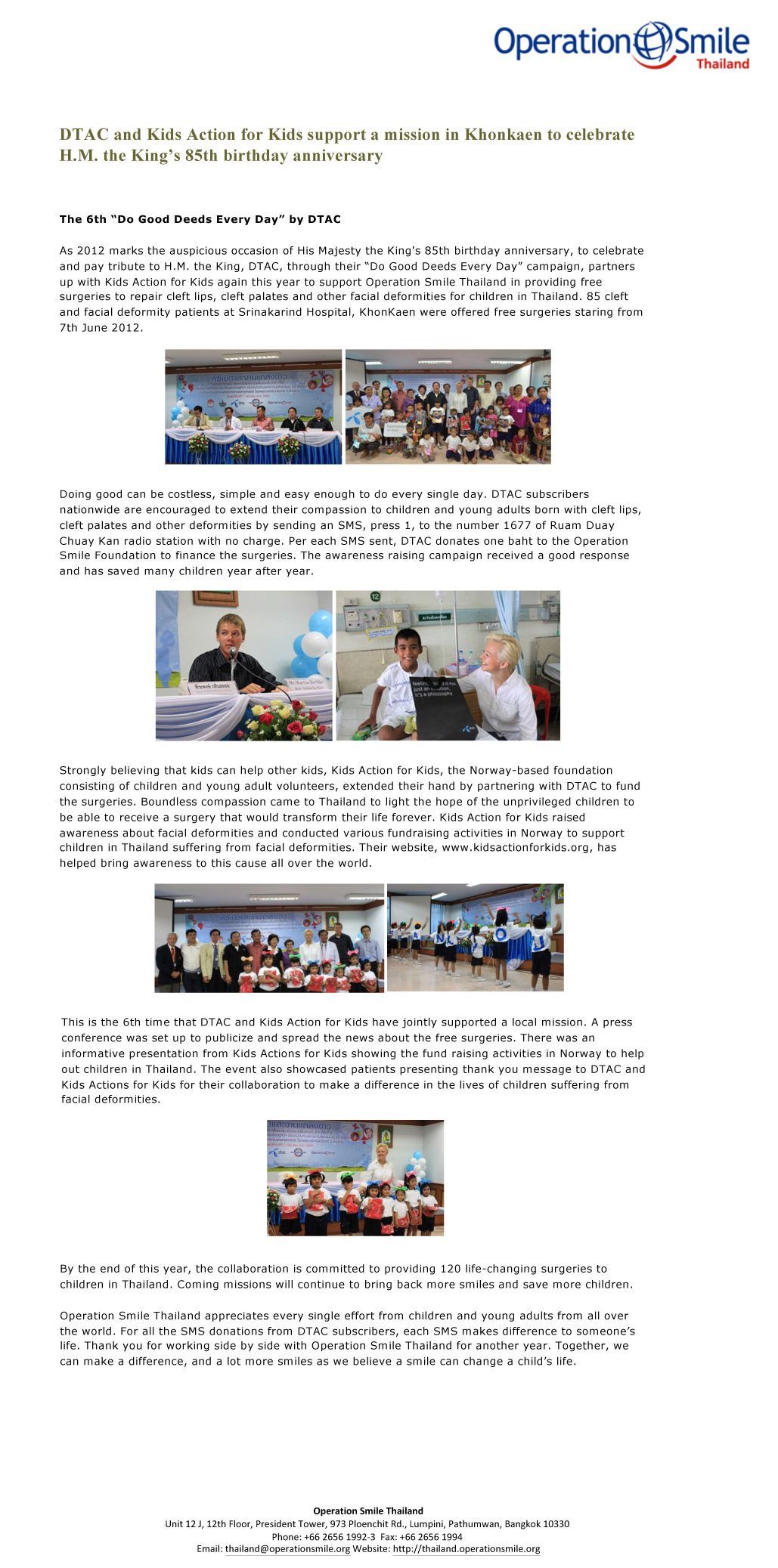 Operation Smile news – Thailand