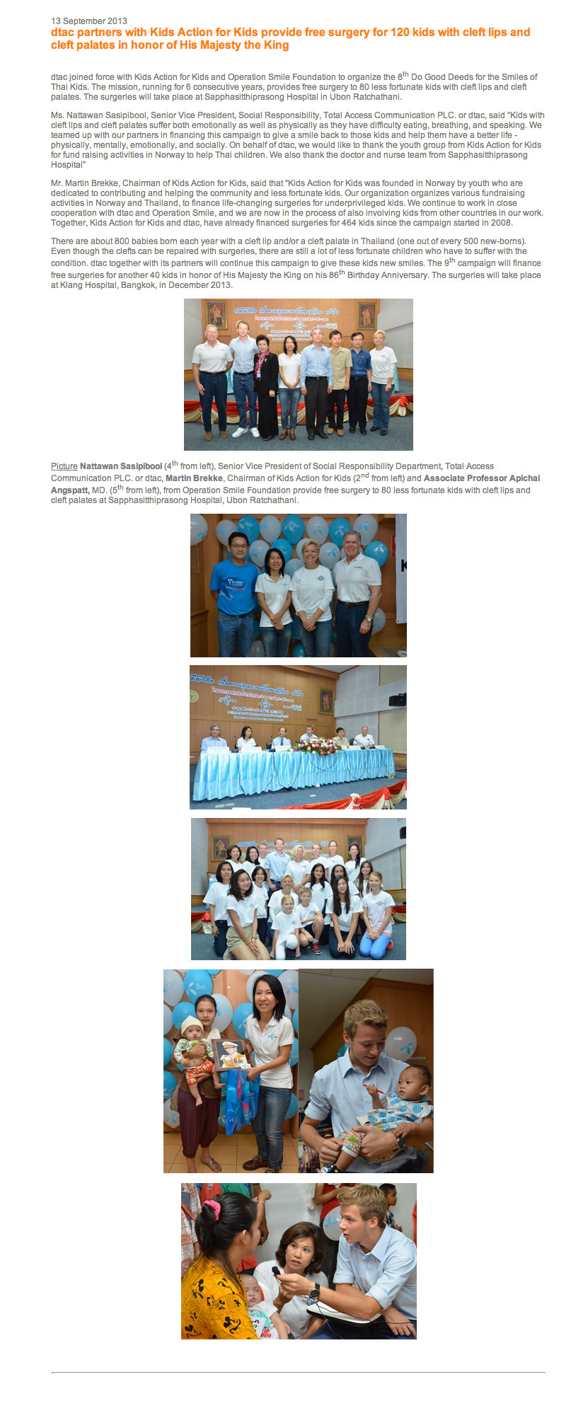 Operation Smile Thailand News – Thailand